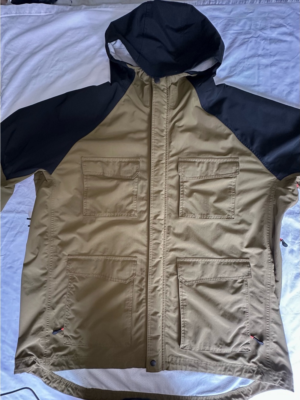 Duluth Trading Co No-Rainer Waterproof Jacket Men 2XL Tall Hooded Rain Coat Oliv